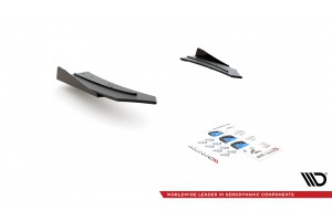 Street Pro Rear Side Splitters + Flaps Mercedes-AMG C43 Coupe C205 - Black + Gloss Flaps