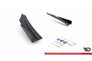Street Pro Rear Side Splitters + Flaps Mercedes-AMG C43 Coupe C205 - Black + Gloss Flaps