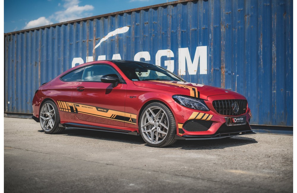 Street Pro Side Skirts Diffusers + Flaps Mercedes-AMG C43 Coupe C205 - Black + Gloss Flaps Street Pro Side Skirts Diffusers + Flaps Mercedes-AMG C43 Coupe C205 - Black + Gloss Flaps