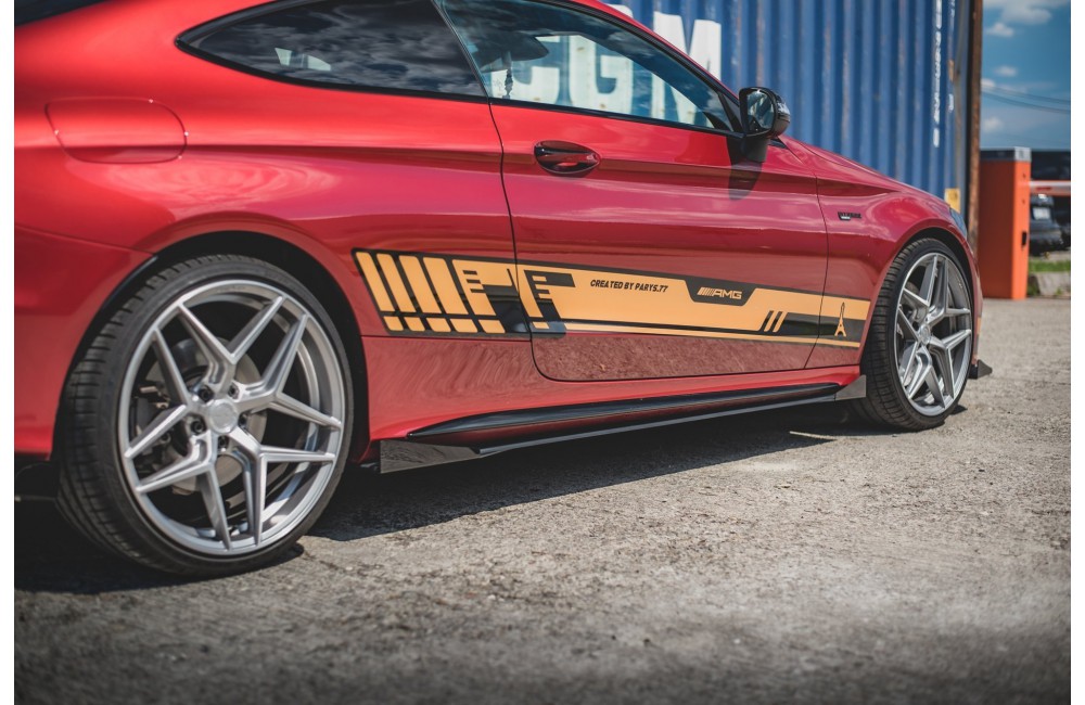 Street Pro Side Skirts Diffusers + Flaps Mercedes-AMG C43 Coupe C205 - Black + Gloss Flaps Street Pro Side Skirts Diffusers + Flaps Mercedes-AMG C43 Coupe C205 - Black + Gloss Flaps