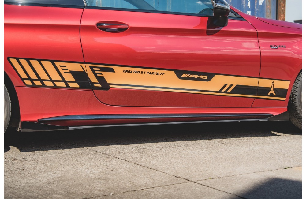 Street Pro Side Skirts Diffusers + Flaps Mercedes-AMG C43 Coupe C205 - Black + Gloss Flaps Street Pro Side Skirts Diffusers + Flaps Mercedes-AMG C43 Coupe C205 - Black + Gloss Flaps