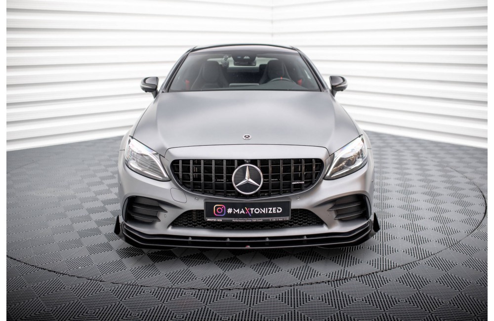 Street Pro Front Splitter + Flaps Mercedes-AMG C43 Coupe / Cabrio C205  Facelift / A205 Facelift - Black + Gloss Flaps