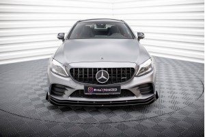 Street Pro Front Splitter + Flaps Mercedes-AMG C43 Coupe / Cabrio C205  Facelift / A205 Facelift - Black + Gloss Flaps