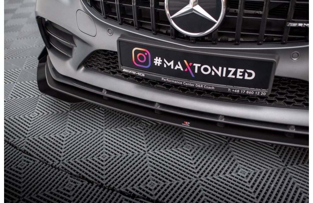 Street Pro Front Splitter + Flaps Mercedes-AMG C43 Coupe / Cabrio C205  Facelift / A205 Facelift - Black + Gloss Flaps