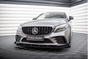 Street Pro Front Splitter + Flaps Mercedes-AMG C43 Coupe / Cabrio C205  Facelift / A205 Facelift - Black + Gloss Flaps