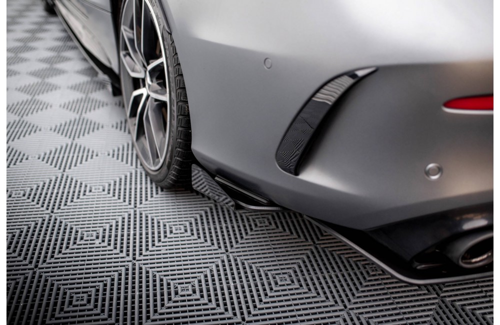 Street Pro Rear Side Splitters + Flaps Mercedes-AMG C43 Coupe / Cabrio C205  Facelift / A205 Facelift - Black + Gloss Flaps