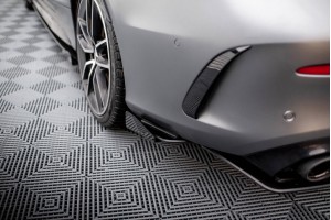 Street Pro Rear Side Splitters + Flaps Mercedes-AMG C43 Coupe / Cabrio C205  Facelift / A205 Facelift - Black + Gloss Flaps