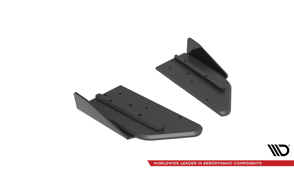 Street Pro Rear Side Splitters + Flaps Mercedes-AMG C43 Coupe / Cabrio C205  Facelift / A205 Facelift - Black + Gloss Flaps