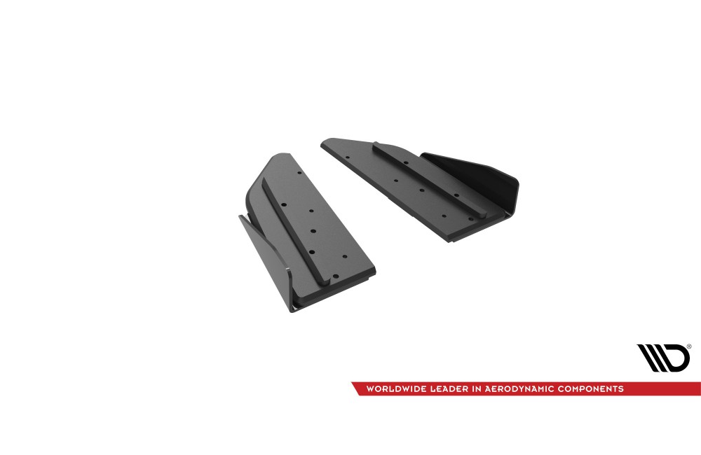 Street Pro Rear Side Splitters + Flaps Mercedes-AMG C43 Coupe / Cabrio C205  Facelift / A205 Facelift - Black + Gloss Flaps