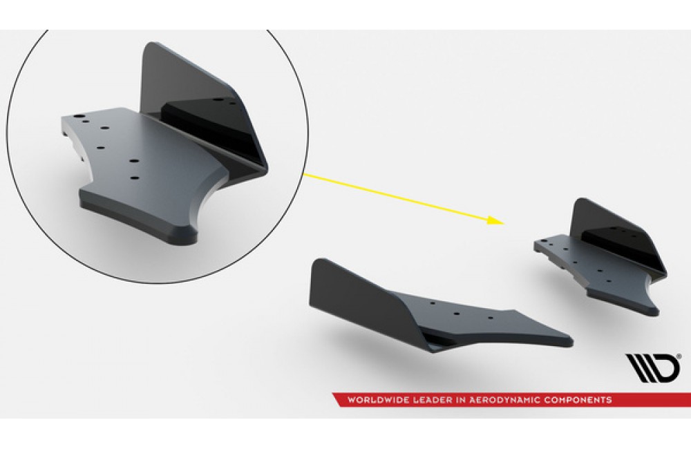Street Pro Rear Side Splitters + Flaps Mercedes-AMG C43 Coupe / Cabrio C205  Facelift / A205 Facelift - Black + Gloss Flaps