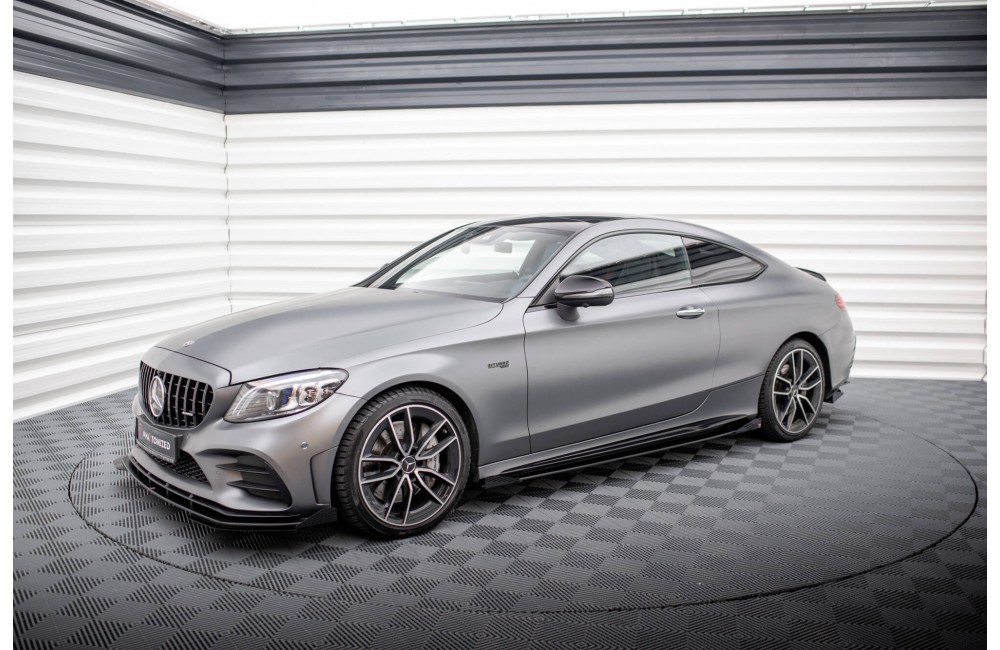 Street Pro Side Skirts Diffusers + Flaps Mercedes-AMG C43 Coupe / Cabrio C205 Facelift / A205 Facelift - Black + Gloss Flaps Street Pro Side Skirts Diffusers + Flaps Mercedes-AMG C43 Coupe / Cabrio C205 Facelift / A205 Facelift - Black + Gloss Flaps