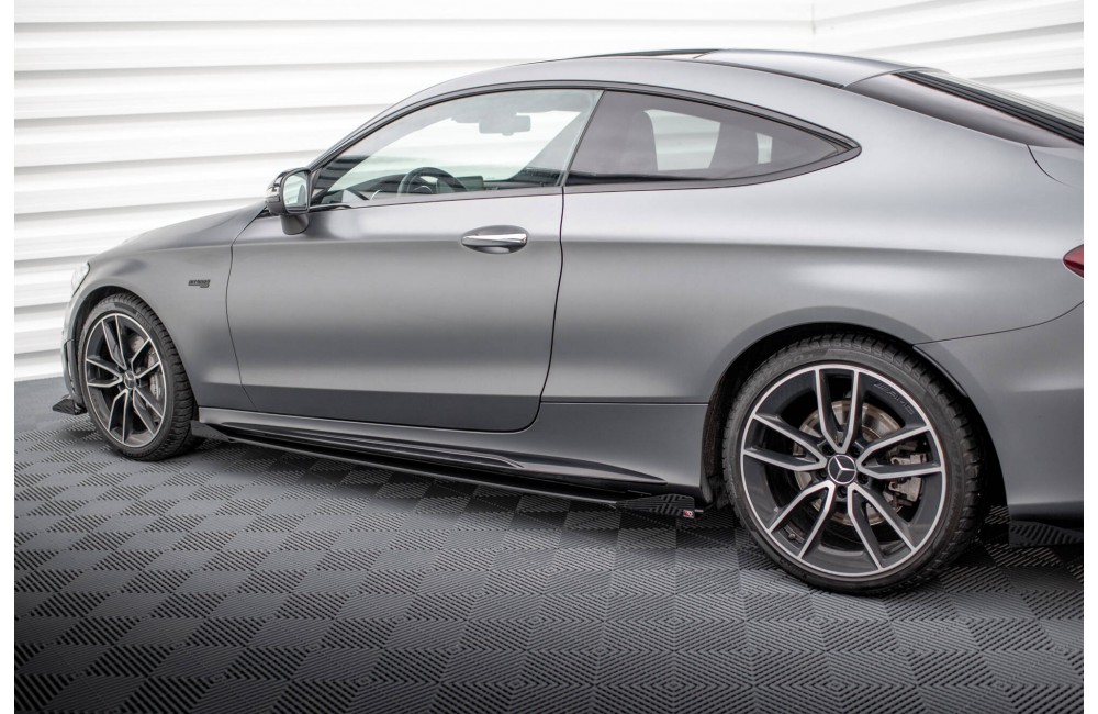 Street Pro Side Skirts Diffusers + Flaps Mercedes-AMG C43 Coupe / Cabrio C205 Facelift / A205 Facelift - Black + Gloss Flaps Street Pro Side Skirts Diffusers + Flaps Mercedes-AMG C43 Coupe / Cabrio C205 Facelift / A205 Facelift - Black + Gloss Flaps
