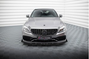 Street Pro Front Splitter + Flaps Mercedes-AMG C63 Sedan / Estate W205 Facelift - Black + Gloss Flaps