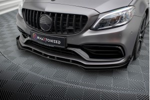 Street Pro Front Splitter + Flaps Mercedes-AMG C63 Sedan / Estate W205 Facelift - Black + Gloss Flaps