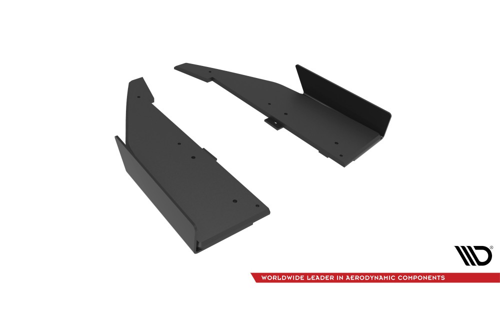 Street Pro Rear Side Splitters + Flaps Mercedes-AMG C63 Sedan / Estate W205 Facelift - Black + Gloss Flaps
