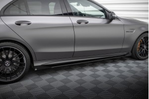 Street Pro Side Skirts Diffusers + Flaps Mercedes-AMG C63 Sedan / Estate W205 Facelift - Black + Gloss Flaps Street Pro Side Skirts Diffusers + Flaps Mercedes-AMG C63 Sedan / Estate W205 Facelift - Black + Gloss Flaps