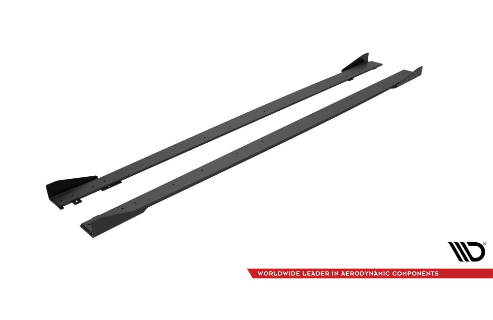 Street Pro Side Skirts Diffusers + Flaps Mercedes-AMG C63 Sedan / Estate W205 Facelift - Black + Gloss Flaps Street Pro Side Skirts Diffusers + Flaps Mercedes-AMG C63 Sedan / Estate W205 Facelift - Black + Gloss Flaps