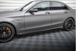 Street Pro Side Skirts Diffusers + Flaps Mercedes-AMG C63 Sedan / Estate W205 Facelift - Black + Gloss Flaps Street Pro Side Skirts Diffusers + Flaps Mercedes-AMG C63 Sedan / Estate W205 Facelift - Black + Gloss Flaps