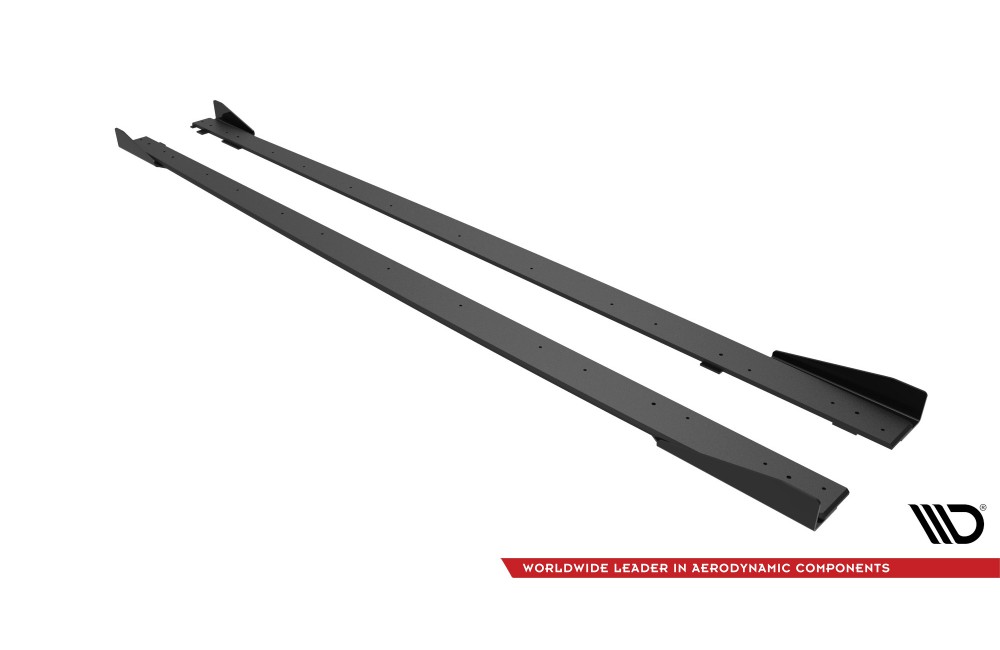 Street Pro Side Skirts Diffusers + Flaps Mercedes-AMG C63 Sedan / Estate W205 Facelift - Black + Gloss Flaps Street Pro Side Skirts Diffusers + Flaps Mercedes-AMG C63 Sedan / Estate W205 Facelift - Black + Gloss Flaps