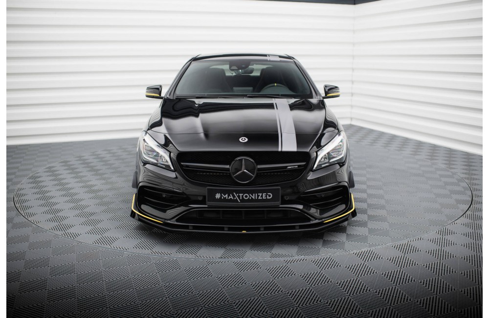 Street Pro Front Splitter + Flaps Mercedes-AMG CLA 45 Aero C117 Facelift - Black + Gloss Flaps