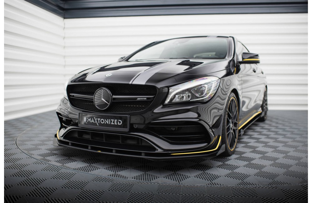 Street Pro Front Splitter + Flaps Mercedes-AMG CLA 45 Aero C117 Facelift - Black + Gloss Flaps