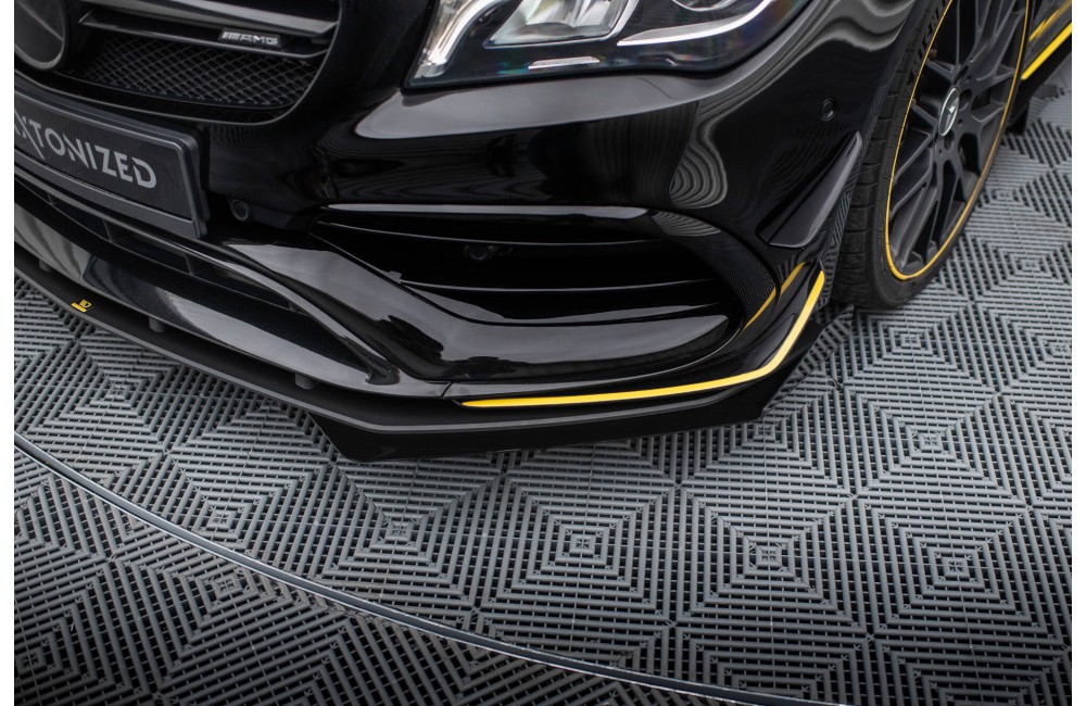 Street Pro Front Splitter + Flaps Mercedes-AMG CLA 45 Aero C117 Facelift - Black + Gloss Flaps