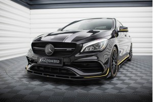 Street Pro Front Splitter + Flaps Mercedes-AMG CLA 45 Aero C117 Facelift - Black + Gloss Flaps