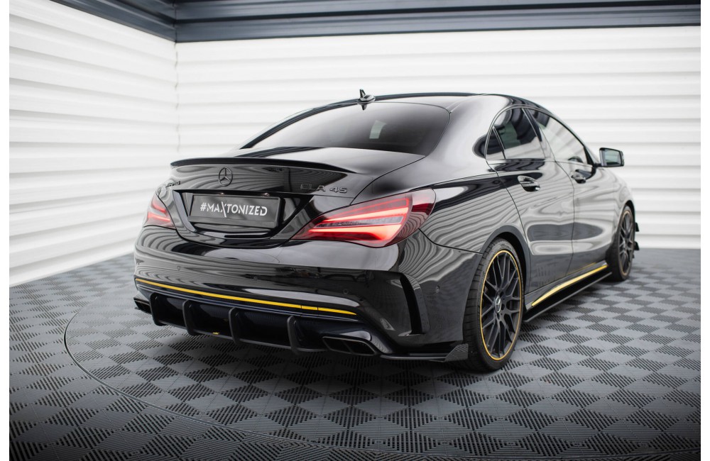 Street Pro Rear Side Splitters + Flaps Mercedes-AMG CLA 45 C117 Facelift - Black + Gloss Flaps
