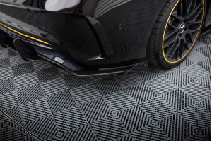 Street Pro Rear Side Splitters + Flaps Mercedes-AMG CLA 45 C117 Facelift - Black + Gloss Flaps