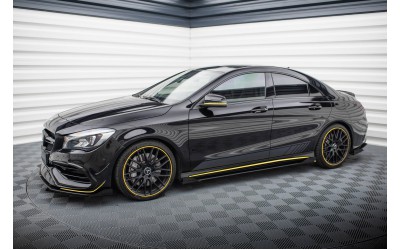 Street Pro Side Skirts Diffusers + Flaps Mercedes-AMG CLA 45 C117 Facelift - Black + Gloss Flaps    