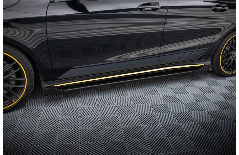 Street Pro Side Skirts Diffusers + Flaps Mercedes-AMG CLA 45 C117 Facelift - Black + Gloss Flaps Street Pro Side Skirts Diffusers + Flaps Mercedes-AMG CLA 45 C117 Facelift - Black + Gloss Flaps