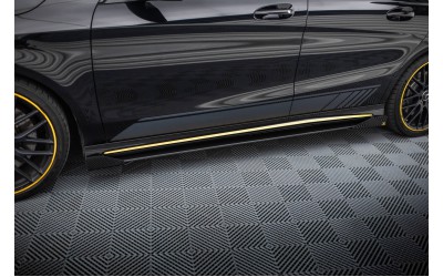 Street Pro Side Skirts Diffusers + Flaps Mercedes-AMG CLA 45 C117 Facelift - Black + Gloss Flaps    