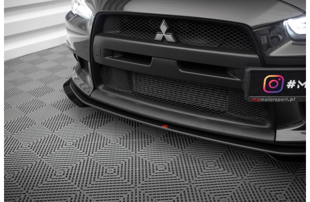 Street Pro Front Splitter + Flaps Mitsubishi Lancer EVO X - Black + Gloss Flaps
