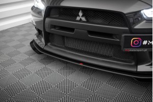 Street Pro Front Splitter + Flaps Mitsubishi Lancer EVO X - Black + Gloss Flaps