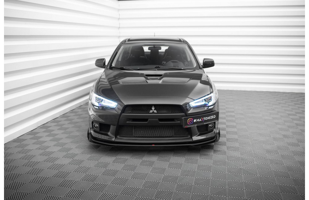 Street Pro Front Splitter + Flaps Mitsubishi Lancer EVO X - Black + Gloss Flaps