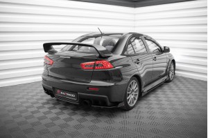 Street Pro Rear Side Splitters + Flaps Mitsubishi Lancer EVO X - Black + Gloss Flaps