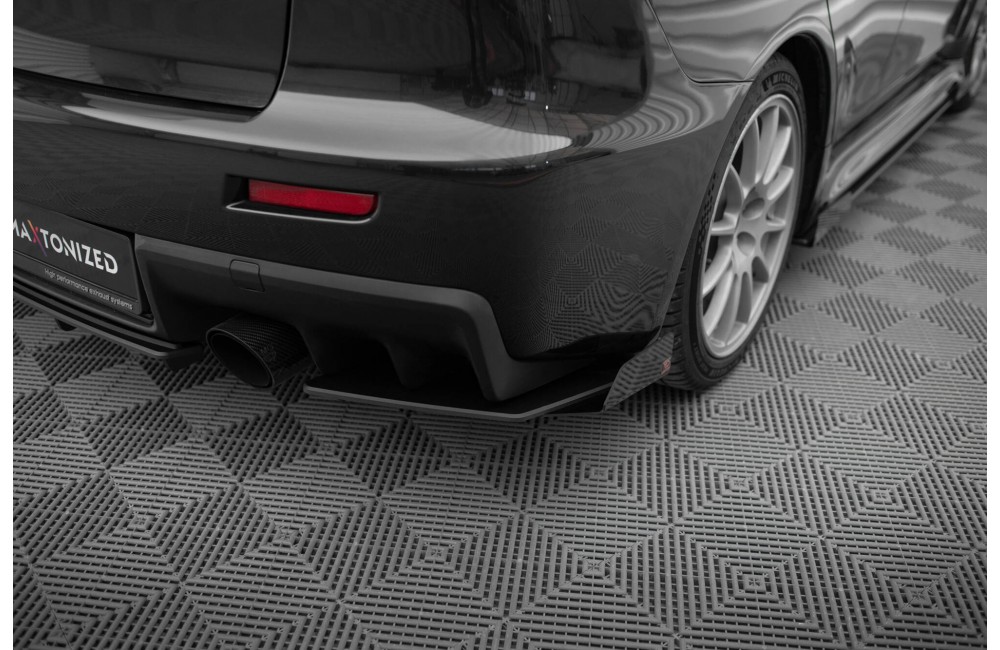 Street Pro Rear Side Splitters + Flaps Mitsubishi Lancer EVO X - Black + Gloss Flaps