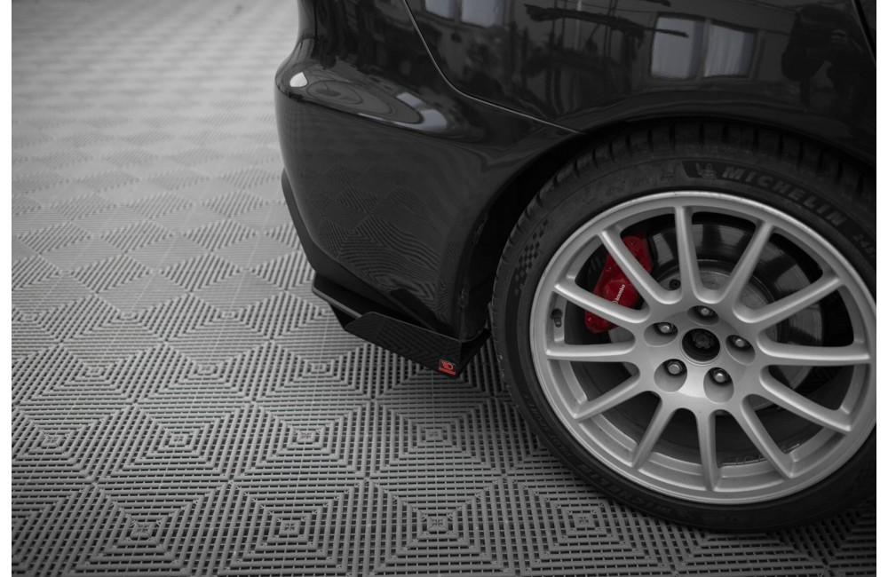 Street Pro Rear Side Splitters + Flaps Mitsubishi Lancer EVO X - Black + Gloss Flaps