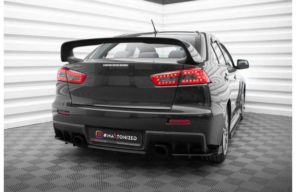 Street Pro Rear Side Splitters + Flaps Mitsubishi Lancer EVO X - Black + Gloss Flaps