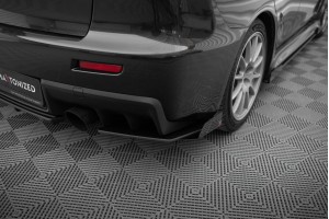 Street Pro Rear Side Splitters + Flaps Mitsubishi Lancer EVO X - Black + Gloss Flaps
