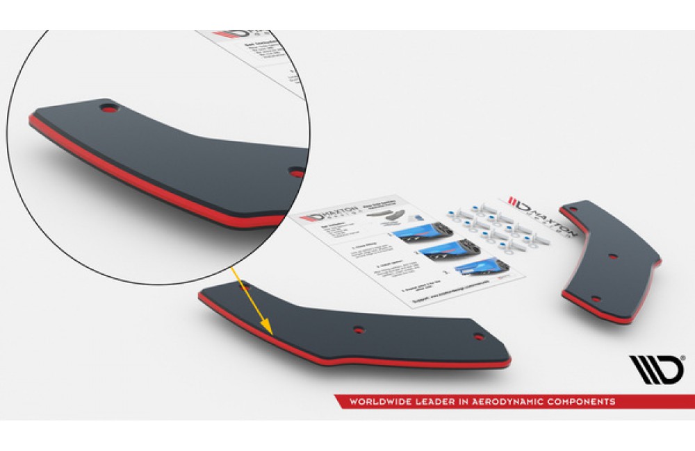 Street Pro Rear Side Splitters  Mitsubishi Lancer EVO X - Black-Red