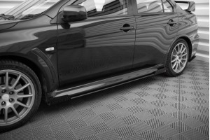 Street Pro Side Skirts Diffusers + Flaps Mitsubishi Lancer EVO X - Black + Gloss Flaps Street Pro Side Skirts Diffusers + Flaps Mitsubishi Lancer EVO X - Black + Gloss Flaps