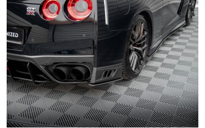 Street Pro Rear Side Splitters Nissan GTR R35 Facelift - Black