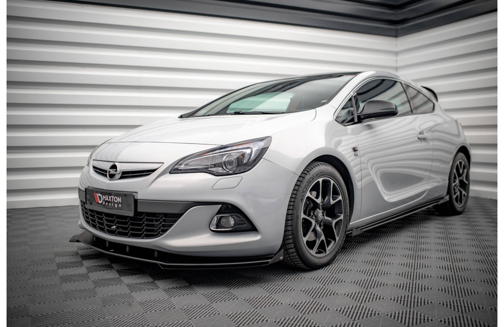Street Pro Front Splitter V.1 + Flaps Opel Astra GTC OPC-Line J - Black + Gloss Flaps