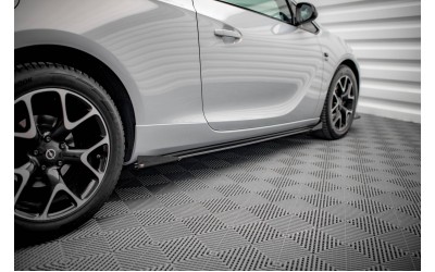 Street Pro Side Skirts Diffusers + Flaps Opel Astra GTC OPC-Line J - Black + Gloss Flaps    
