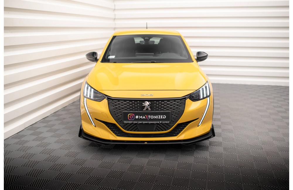 Street Pro Front Splitter + Flaps Peugeot 208 GT Mk2 - Black + Gloss Flaps