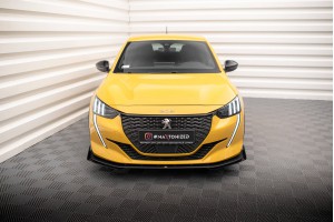 Street Pro Front Splitter + Flaps Peugeot 208 GT Mk2 - Black + Gloss Flaps
