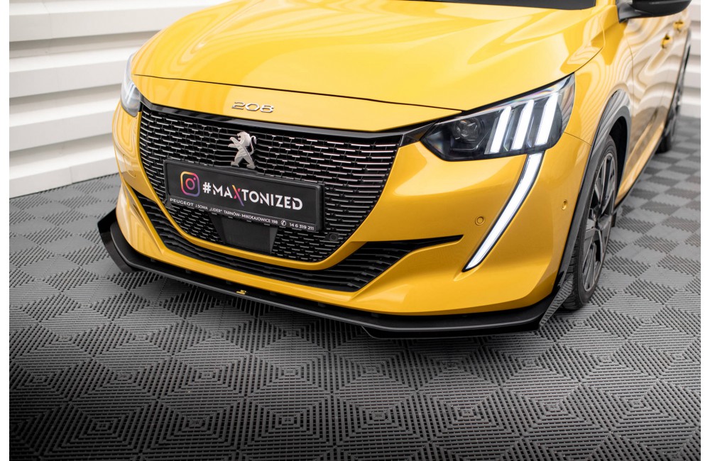 Street Pro Front Splitter + Flaps Peugeot 208 GT Mk2 - Black + Gloss Flaps