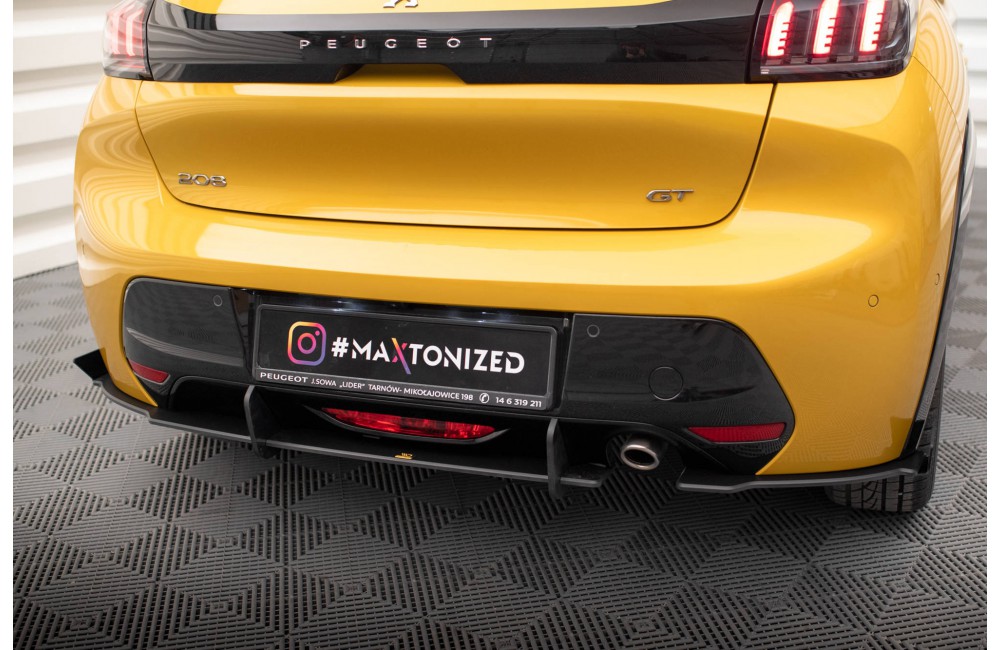 Street Pro Rear Side Splitters + Flaps Peugeot 208 GT Mk2 - Black + Gloss Flaps