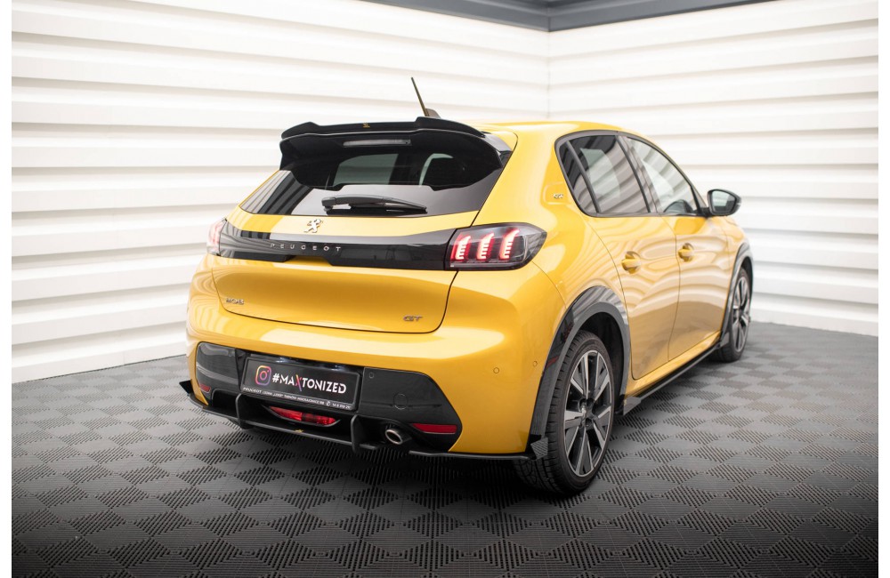 Street Pro Rear Side Splitters + Flaps Peugeot 208 GT Mk2 - Black + Gloss Flaps